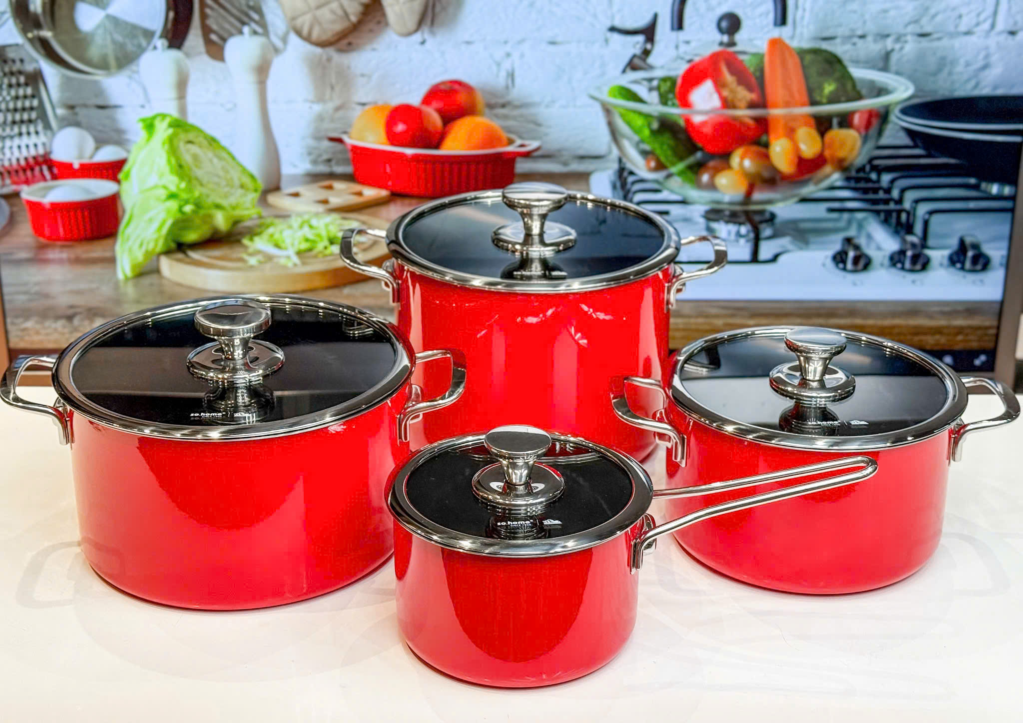 Bộ nồi SYDNEY màu đỏ, hiệu SO.HOME
